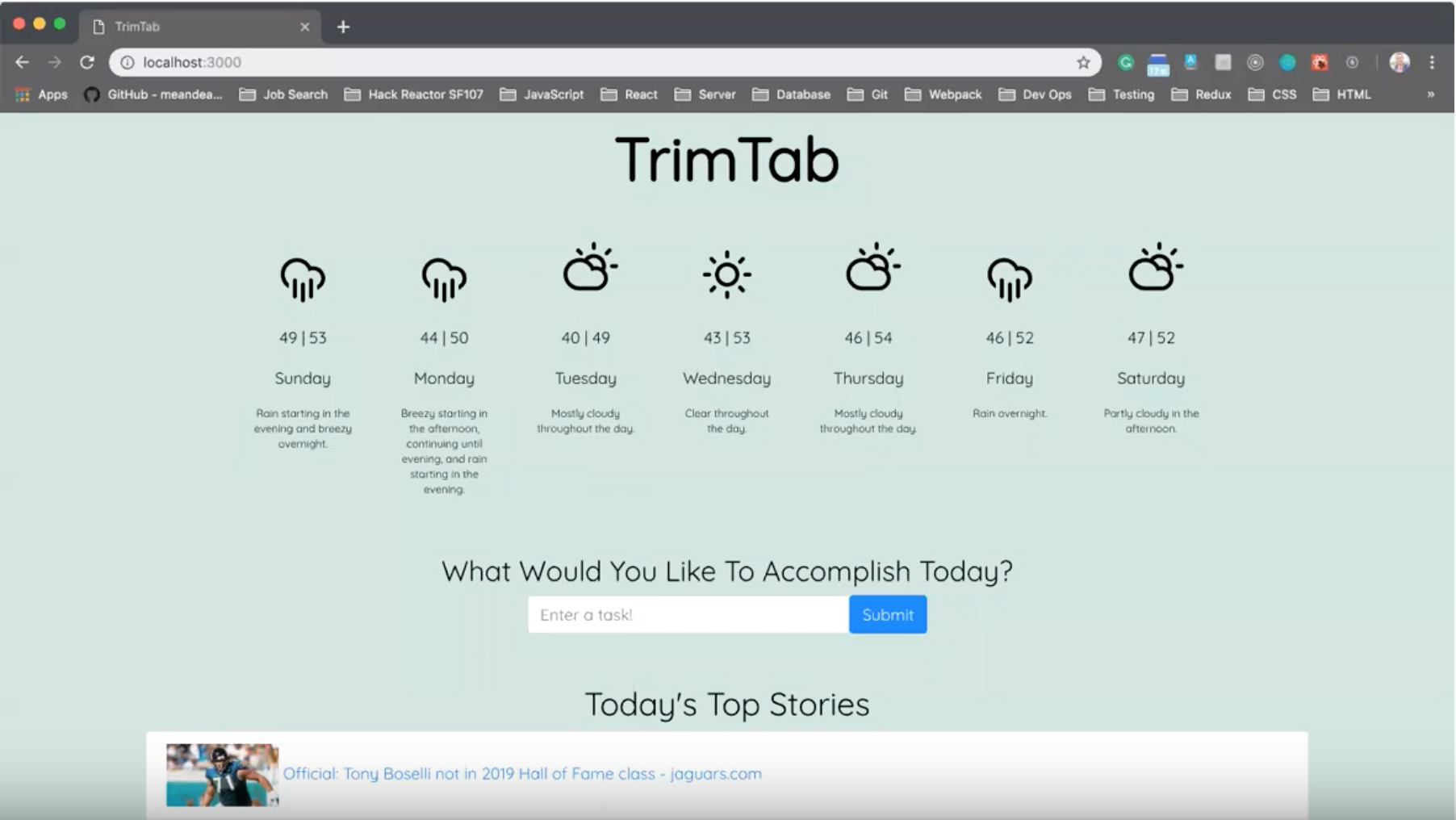 screen of TrimTab